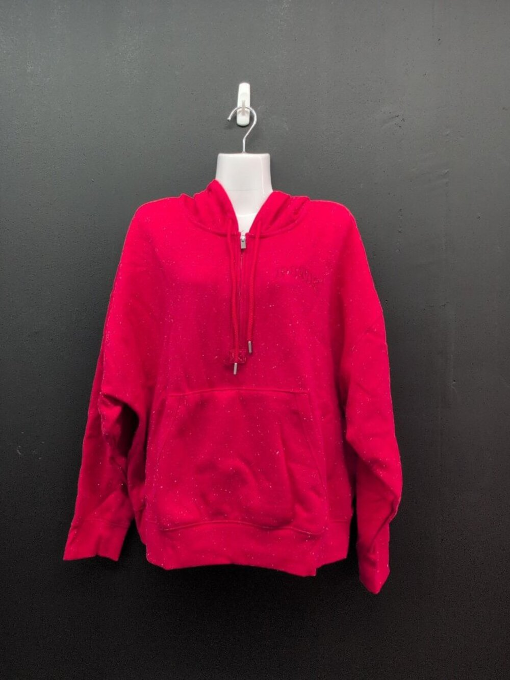 Victoria Secret Pink Ivy Fleece Campus Half Zip Hoodie XL Red